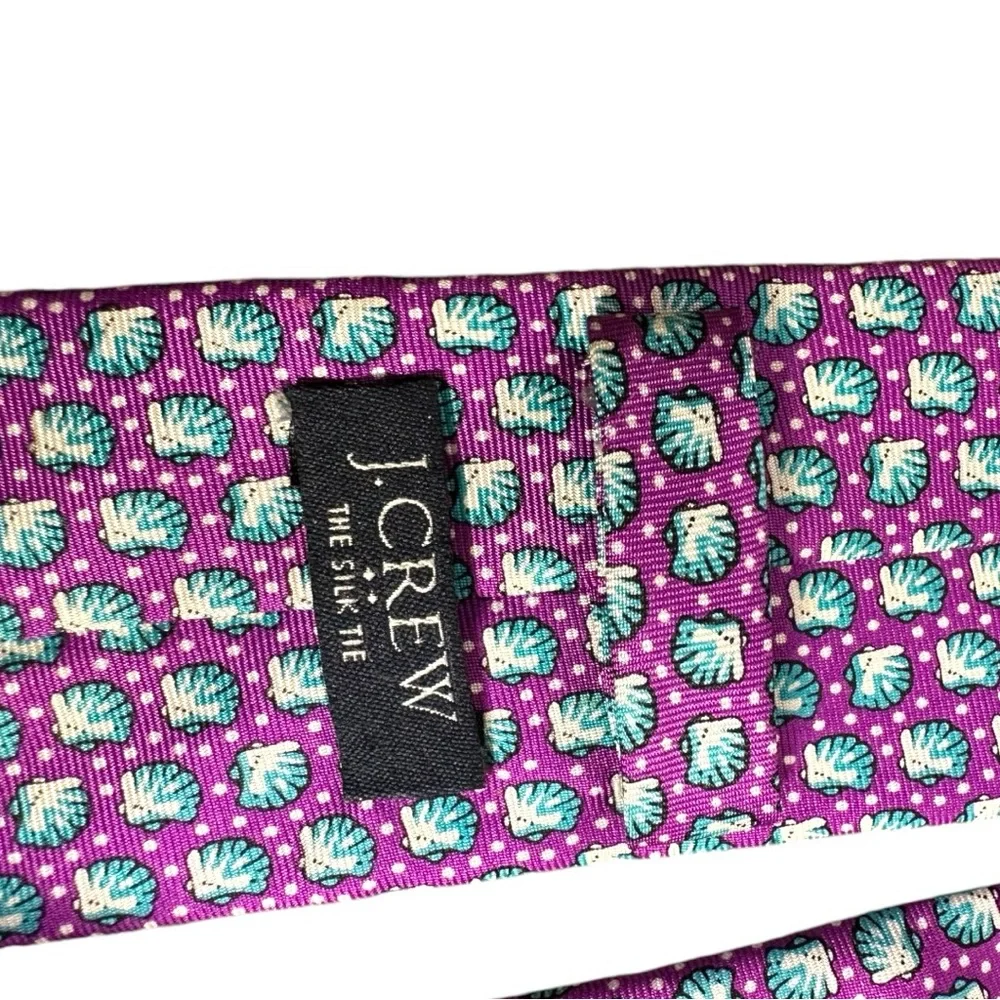 J.Crew 100% Silk Purple‎ Blue Sea Shells Tie